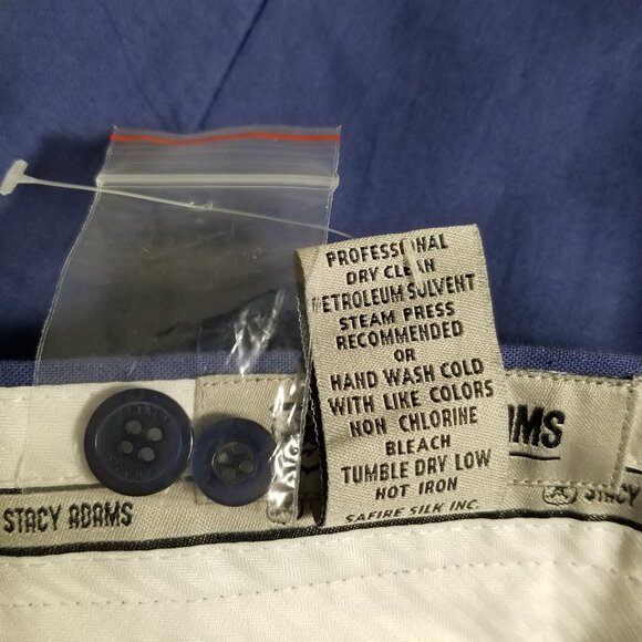 New Stacy Adams Blue Linen Blend Dress Pants 50 Mens Trousers 51x30 - Picture 10 of 11